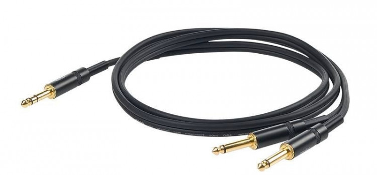 Proel CHLP210LU15 - сценический кабель, 6.3 джек стерео <-> 6.3 х 2 джек моно - 1,5м
