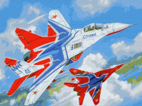 Картина по номерам с цветной схемой на холсте 30х40 Стрижи (18 цветов)