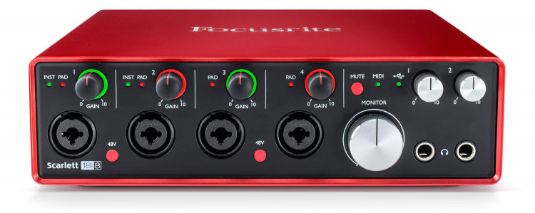 FOCUSRITE Scarlett 18i8 2nd Gen USB аудио интерфейс, 18 входов/8 выходов