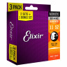ELIXIR 16538 набор 3-х комплектов струн для акустической гитары