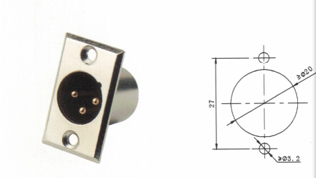 Панельный разъем INLINE PA1048 XLR-M 3-pin