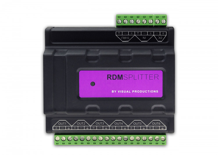 VISUAL PRODUCTIONS RdmSplitter (TERMINAL) Сплиттер-усилитель DMX+RDM с креплением на DIN-рейку. 6 портов.Адаптер A090171,A090172