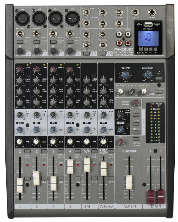 Phonic AM 1204FX RW аналоговый микшерный пульт 8-канальный