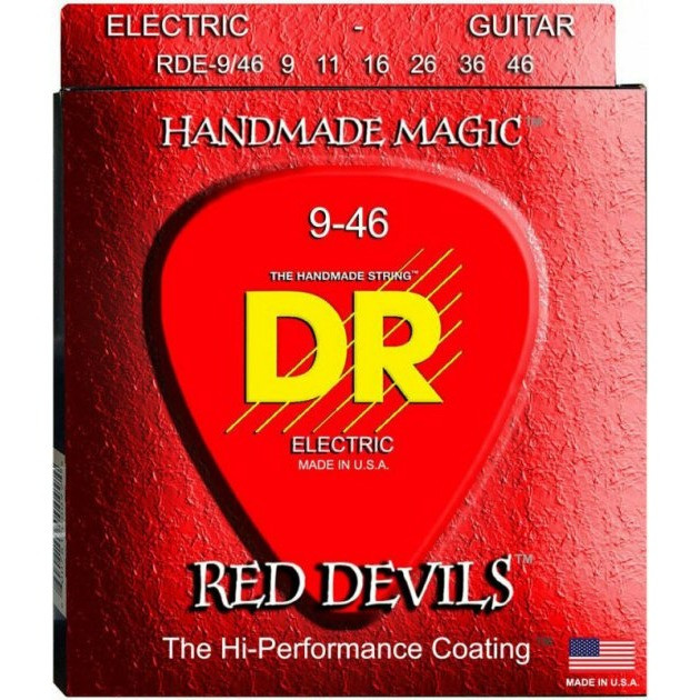 Струны для электрогитар DR RDE-9-42 RED DEVILS EXTRA-Life цветные