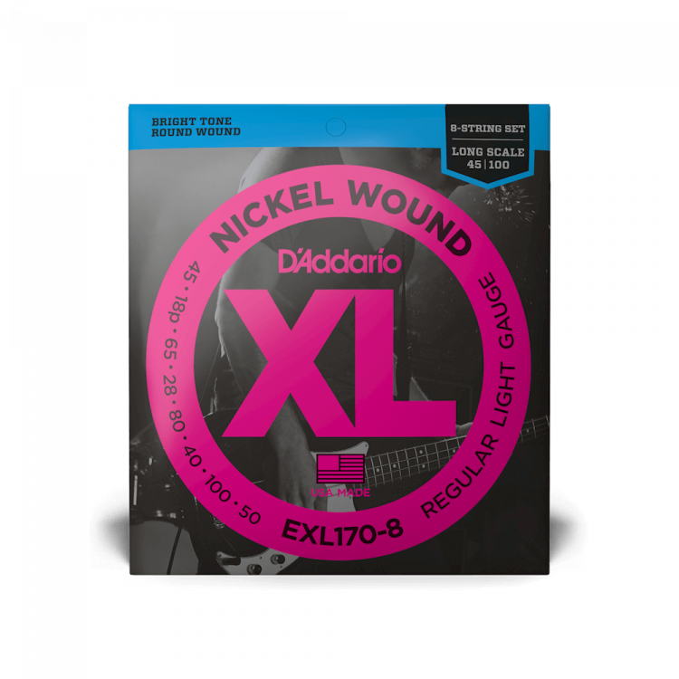 Струны для 8 струнной бас-гитары 45/18p - 100/50 DAddario EXL170-8
