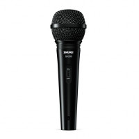 Микрофон вокальный динамический SHURE SV200-A - с выключателем, кабель (XLR-XLR) и держатель на стойку в комплекте, черный