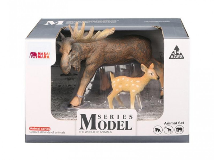 Набор фигурок животных MASAI MARA MM211-114 серии "Мир диких животных": Семья оленей, 2 пр.
