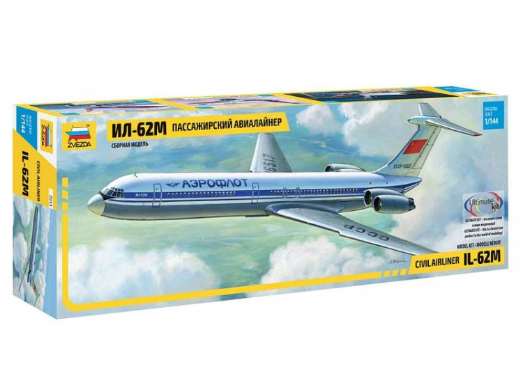 Сборная модель ZVEZDA Советский пассажирский авиалайнер Ил-62М, 1/144