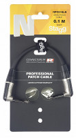 STAGG NPC010LR соединяющий гитарный шнур, гнутые джеки 1/4" типа NEUTRIK, 10 см