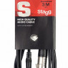 STAGG SAC3MPSXF -аудио шнур XLR(F)-JACK mini stereo папа, серия Deluxe, 3 метра, черного цвета