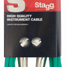 STAGG SGC3DL CGR - гитарный шнур, jack-jack, длина 3 метра, цвет зеленый