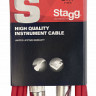 STAGG SGC3DL CRD - гитарный шнур, jack-jack, длина 3 метра, цвет красный