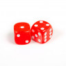 Набор из 2 кубиков D6, 10 мм, красный с белыми точками в блистере