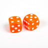 Набор из 2 кубиков D6, 10 мм, оранжевый с белыми точками в блистере