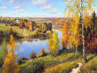 Картина мозаикой с нанесенной рамкой 40х50 ПРИЩЕПА. ОСЕНЬ. ГЛУБИНКА (32 цвета)