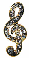 GEWA  PINS Treble Cleff значок скрипичный ключ, позолоченный, с иммитацией драгоценных камней