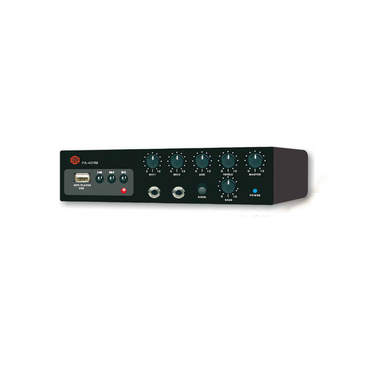 SHOW PA-40HM трансляционная система 40 Вт питание 12 в, выход 70/100В/4ом, 2mic+1AUX+1RCA, MP3, сирена